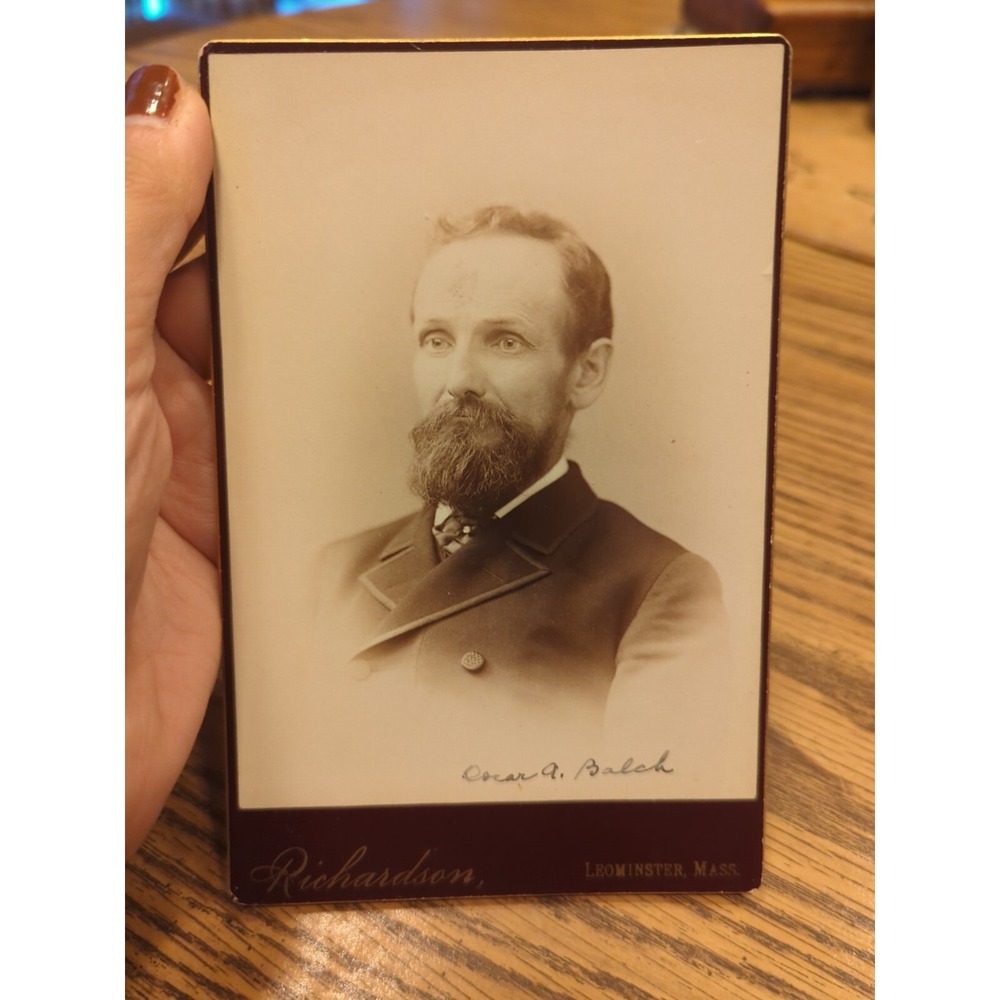 Antique Cabinet Card Photo Victorian Portrait Gentleman Leominster MA 1887